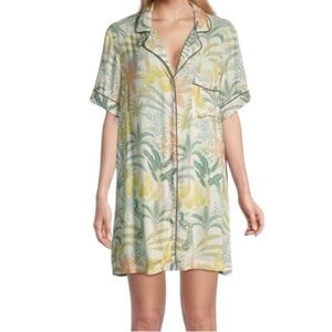 World Market Green Bali peacock grove multi color nightshirt nightgown pajamas